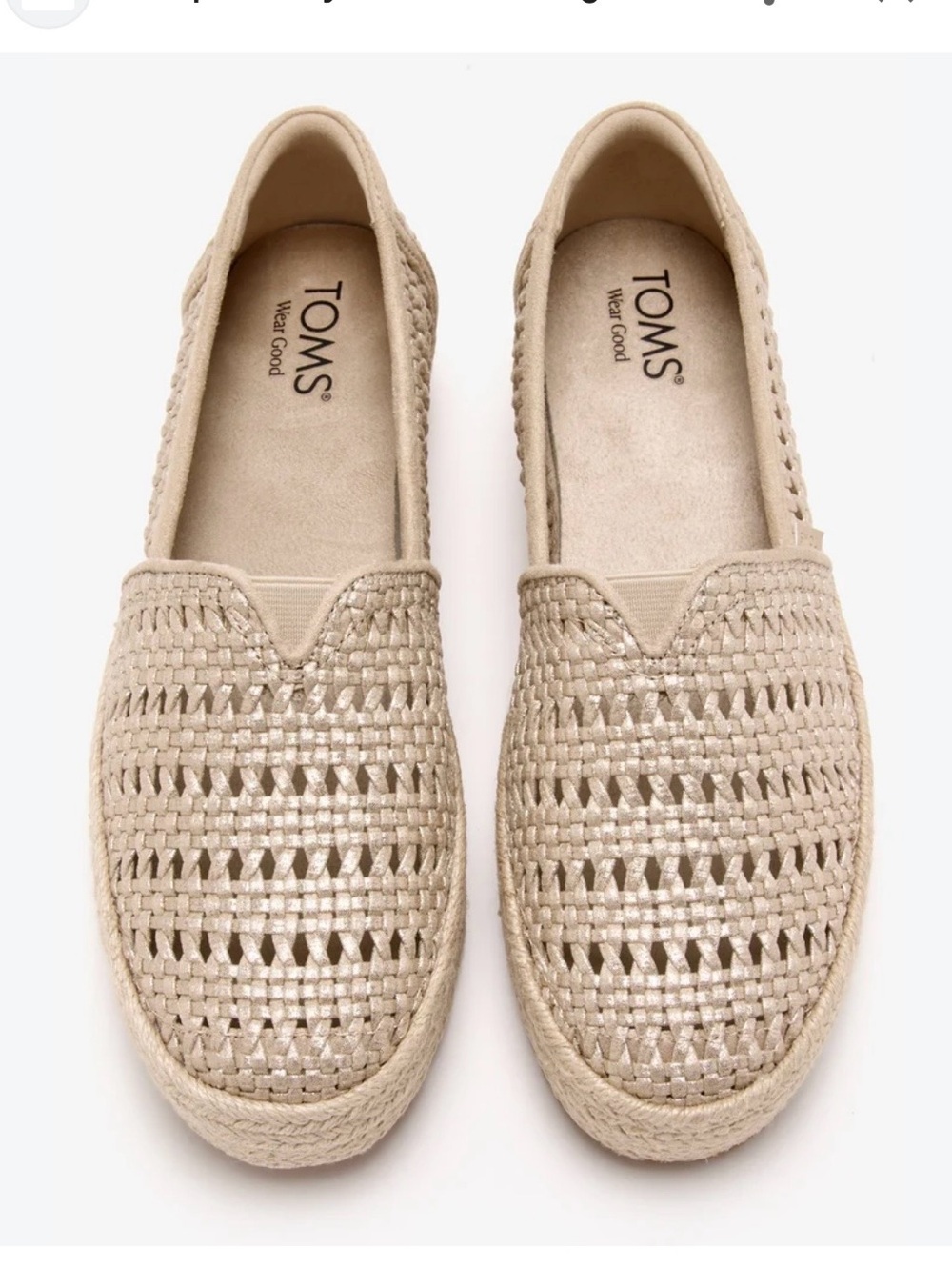 TOMS Valencia platform espadrilles for Women - Gold in USA size 8